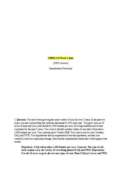 CHEM 120 Week 1 Quiz